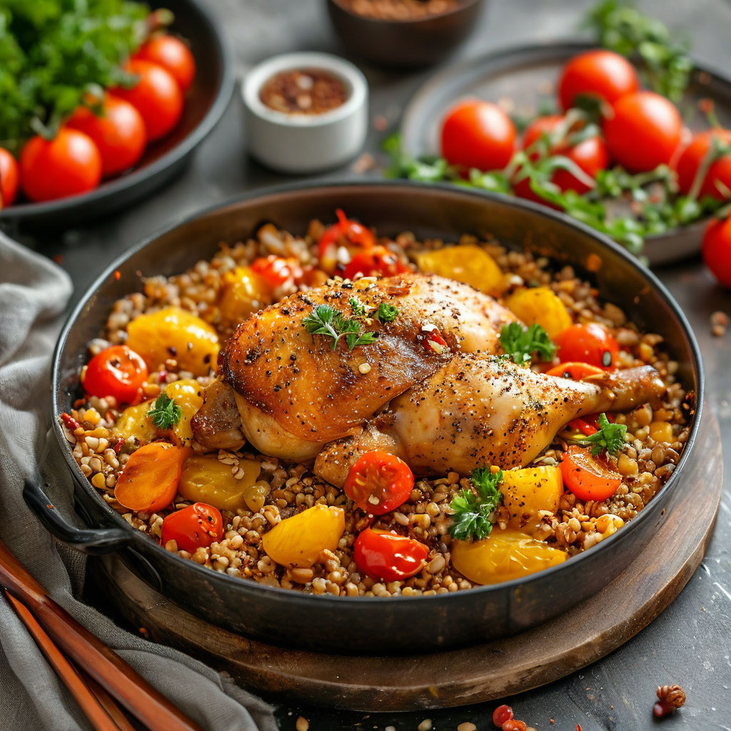 Гречка с курицей и овощами
